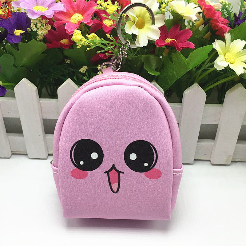Wholesale Cute Cartoon Expression PU Zipper Zero Wallet Keychain